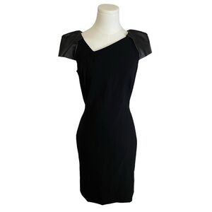 TRU TRUSSARDI Little Black Dress LBD Leather‎ Zip Up Mini size 4 Party Wedding